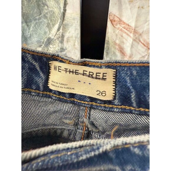 New Free People We The Free Good Luck Printed Barrel Jeans sz  26 - Picture 11 of 11